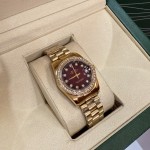 Log series burgundy dial with diamonds 31mm gold dial